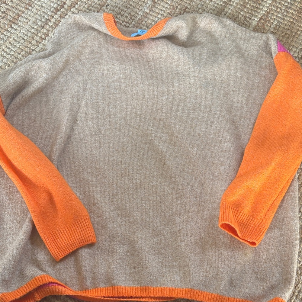 CeCe Vibrant Pink and Orange Sweater - Picture 3 of 3